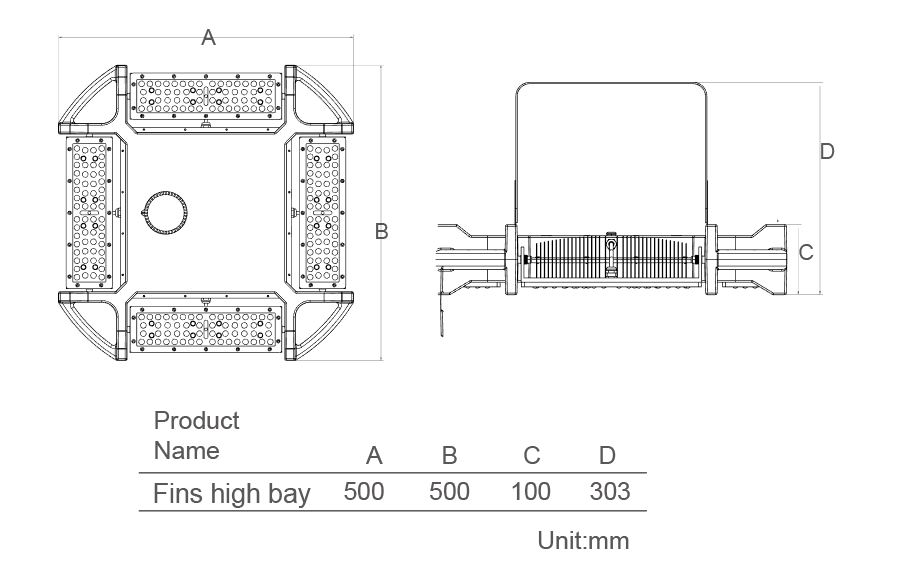 Patent designed heatsink with rotatable module led fins high bay