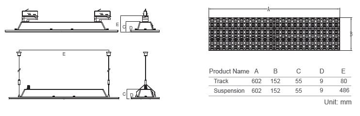أبعاد سقف إضاءة المسار